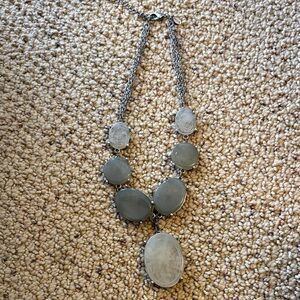 Chico's Silver-Tone Gray Stone Bib Necklace